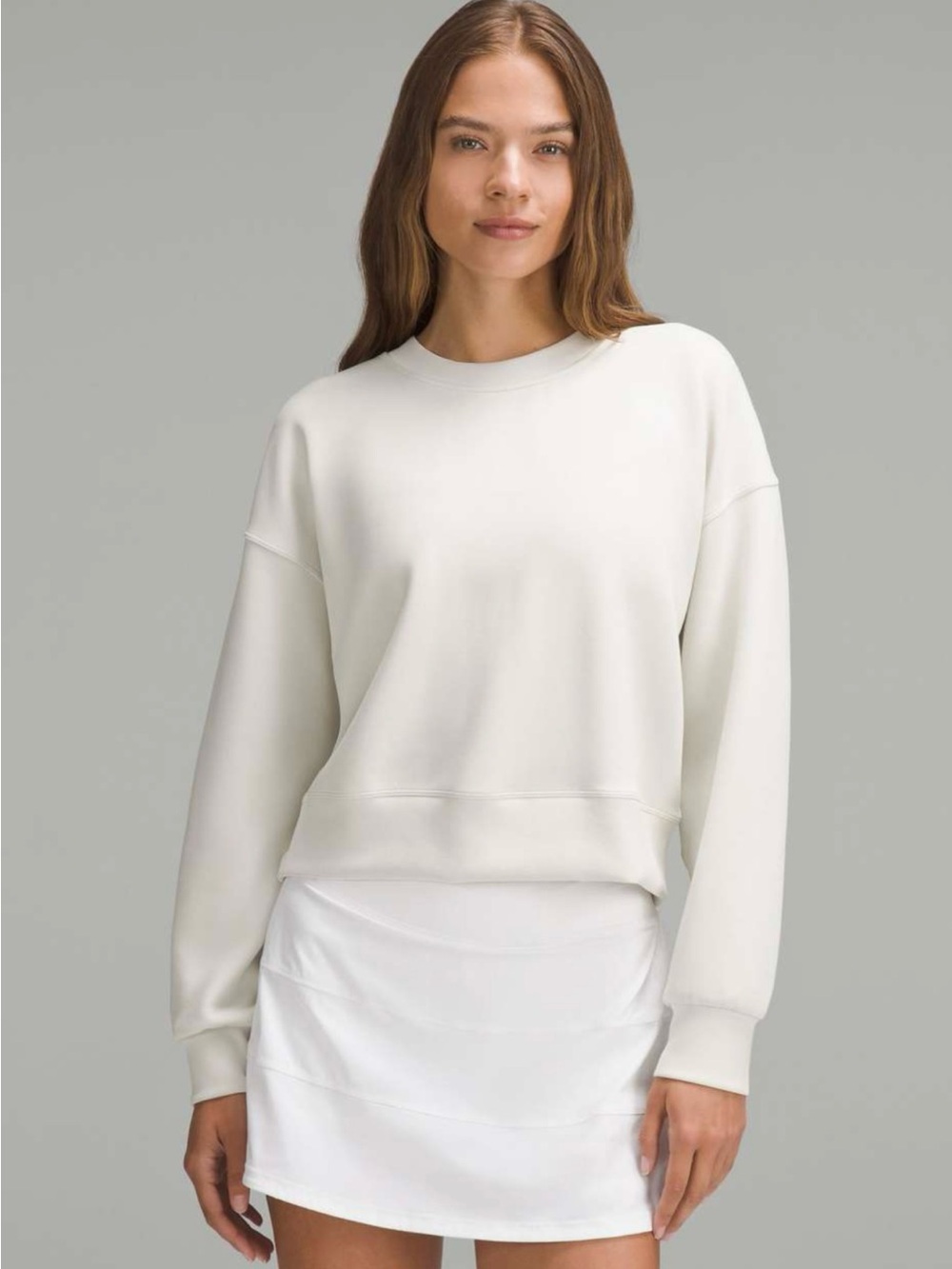 Lululemon Softstreme Perfectly Oversized Cropped Crew White Opal Size